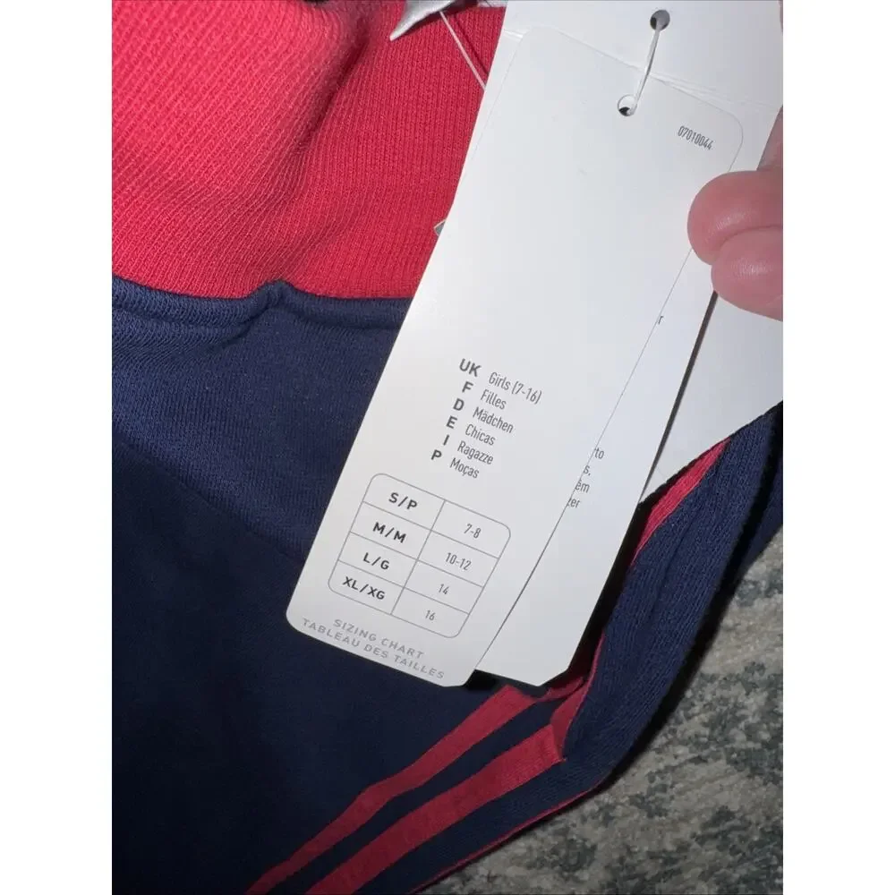 NEW Adidas Girls Red Blue Sweatpants Size M 10/12‎ Logo